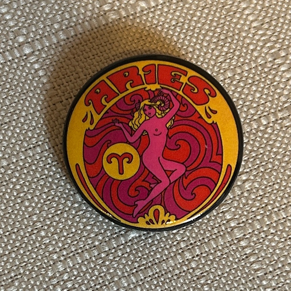 Zodiac Aries Button 1.5” Art Deco